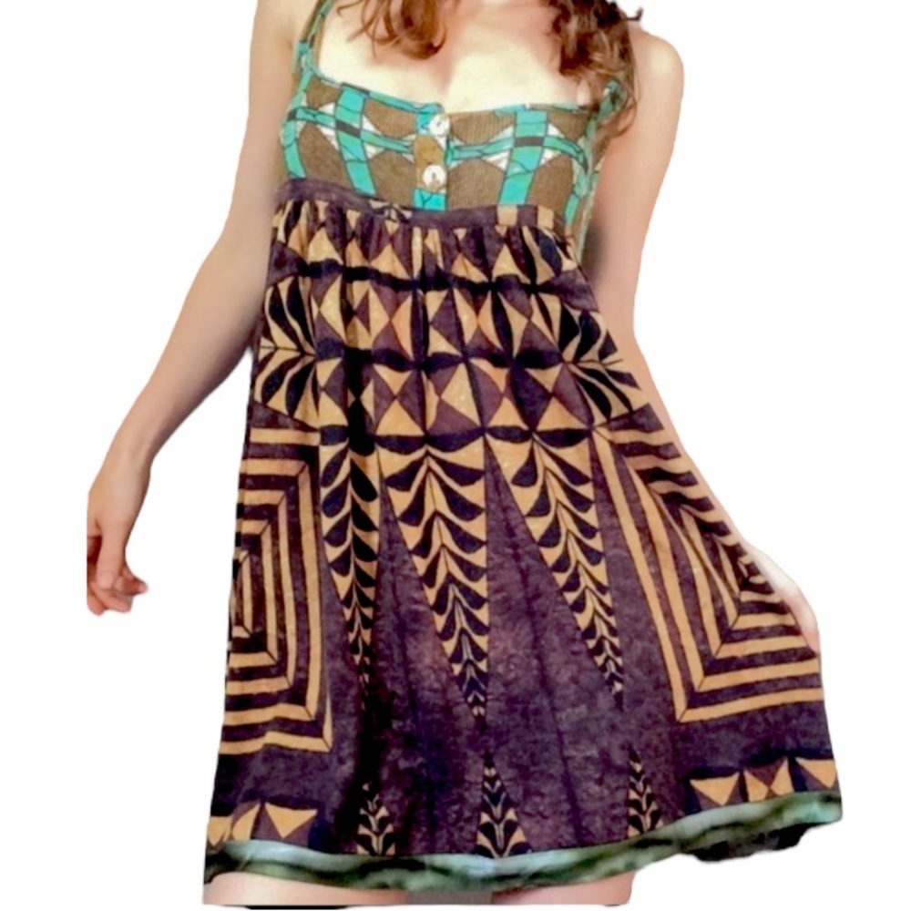 FREE PEOPLE Vintage Knit Sundress with Silk Trim, Size M.